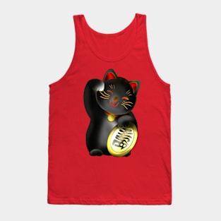 Black maneki lucky cat with coin Tank Top